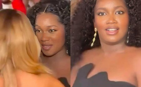 Cantora Iza surpreendida ao ser cumprimentada por Beyoncé