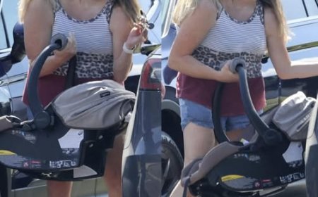 Gêmeas siamesas Abby e Brittany Hensel são vistas no McDonald’s acompanhadas de um recém-nascido